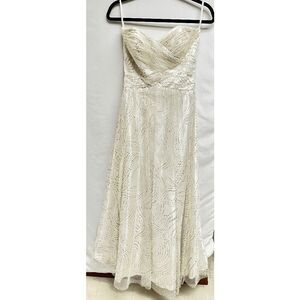 Jump Apparel Womens Strapless Sweetheart Neckline Lace Wedding Dress White 5/6